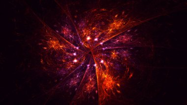 Soyut kırmızı fraktal ışık arkaplanı 3 boyutlu oluşturuluyor