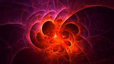 Soyut kırmızı fraktal ışık arkaplanı 3 boyutlu oluşturuluyor