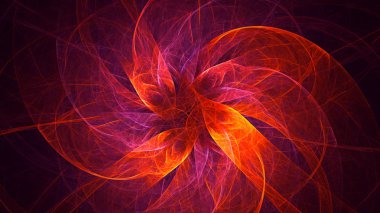 Soyut kırmızı fraktal ışık arkaplanı 3 boyutlu oluşturuluyor