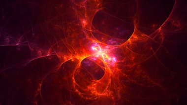 Soyut kırmızı fraktal ışık arkaplanı 3 boyutlu oluşturuluyor