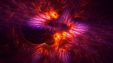 Soyut kırmızı fraktal ışık arkaplanı 3 boyutlu oluşturuluyor