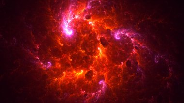 Soyut kırmızı fraktal ışık arkaplanı 3 boyutlu oluşturuluyor