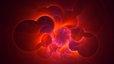 Soyut kırmızı fraktal ışık arkaplanı 3 boyutlu oluşturuluyor