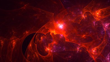 Soyut kırmızı fraktal ışık arkaplanı 3 boyutlu oluşturuluyor