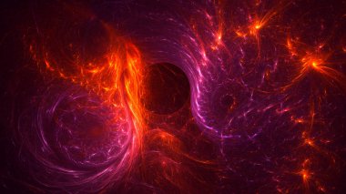 Soyut kırmızı fraktal ışık arkaplanı 3 boyutlu oluşturuluyor