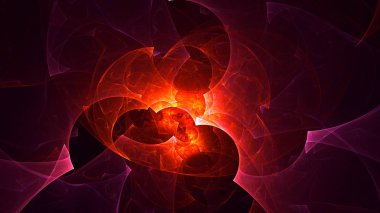 Soyut kırmızı fraktal ışık arkaplanı 3 boyutlu oluşturuluyor