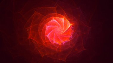 Soyut kırmızı fraktal ışık arkaplanı 3 boyutlu oluşturuluyor