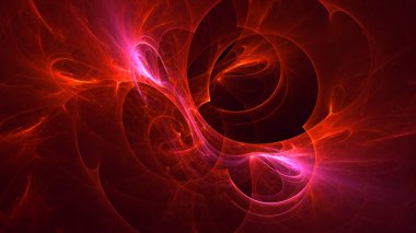 Soyut kırmızı fraktal ışık arkaplanı 3 boyutlu oluşturuluyor