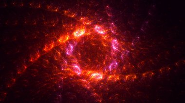 Soyut kırmızı fraktal ışık arkaplanı 3 boyutlu oluşturuluyor