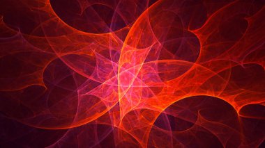 Soyut kırmızı fraktal ışık arkaplanı 3 boyutlu oluşturuluyor