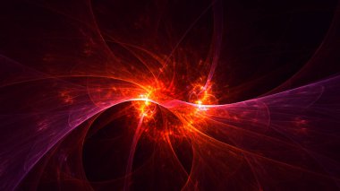 Soyut kırmızı fraktal ışık arkaplanı 3 boyutlu oluşturuluyor