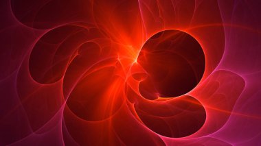 Soyut kırmızı fraktal ışık arkaplanı 3 boyutlu oluşturuluyor