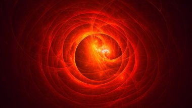 Soyut kırmızı fraktal ışık arkaplanı 3 boyutlu oluşturuluyor