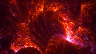 Soyut kırmızı fraktal ışık arkaplanı 3 boyutlu oluşturuluyor