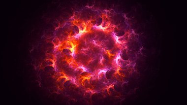 Soyut kırmızı fraktal ışık arkaplanı 3 boyutlu oluşturuluyor