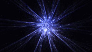 Soyut mavi fraktal ışık arkaplanı 3 boyutlu oluşturuluyor