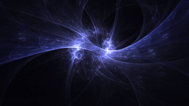Soyut mavi fraktal ışık arkaplanı 3 boyutlu oluşturuluyor