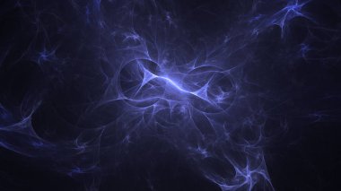 Soyut mavi fraktal ışık arkaplanı 3 boyutlu oluşturuluyor