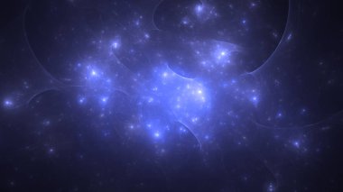 Soyut mavi fraktal ışık arkaplanı 3 boyutlu oluşturuluyor