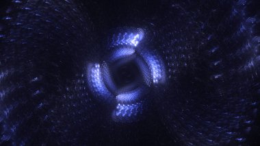 Soyut mavi fraktal ışık arkaplanı 3 boyutlu oluşturuluyor