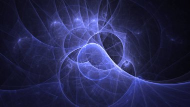 Soyut mavi fraktal ışık arkaplanı 3 boyutlu oluşturuluyor