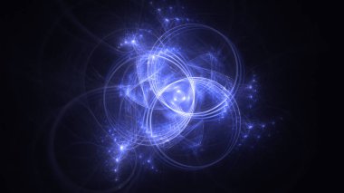 Soyut mavi fraktal ışık arkaplanı 3 boyutlu oluşturuluyor