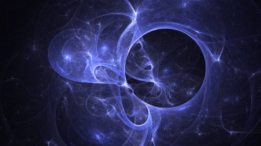 Soyut mavi fraktal ışık arkaplanı 3 boyutlu oluşturuluyor