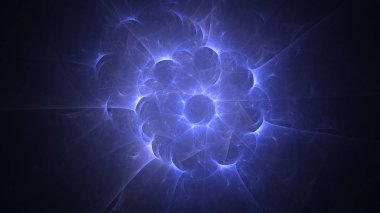 Soyut mavi fraktal ışık arkaplanı 3 boyutlu oluşturuluyor