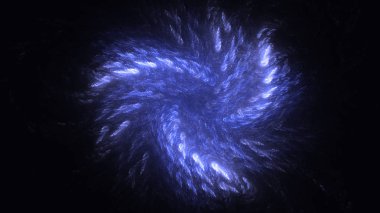 Soyut mavi fraktal ışık arkaplanı 3 boyutlu oluşturuluyor