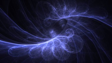 Soyut mavi fraktal ışık arkaplanı 3 boyutlu oluşturuluyor