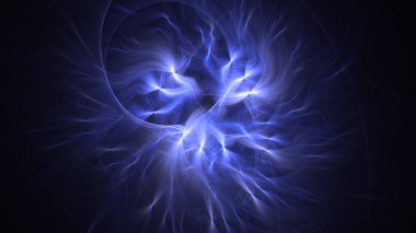 Soyut mavi fraktal ışık arkaplanı 3 boyutlu oluşturuluyor