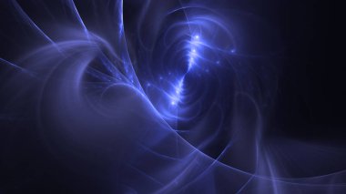 Soyut mavi fraktal ışık arkaplanı 3 boyutlu oluşturuluyor