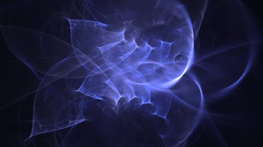 Soyut mavi fraktal ışık arkaplanı 3 boyutlu oluşturuluyor