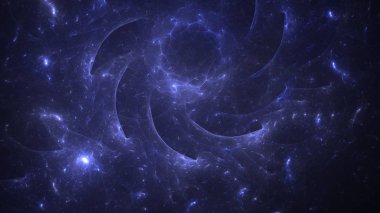 Soyut mavi fraktal ışık arkaplanı 3 boyutlu oluşturuluyor