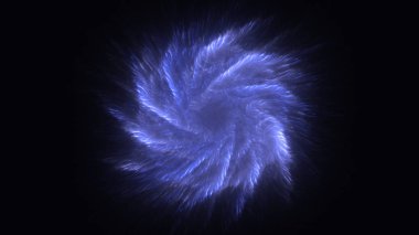 Soyut mavi fraktal ışık arkaplanı 3 boyutlu oluşturuluyor