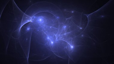 Soyut mavi fraktal ışık arkaplanı 3 boyutlu oluşturuluyor