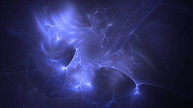 Soyut mavi fraktal ışık arkaplanı 3 boyutlu oluşturuluyor