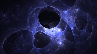 Soyut mavi fraktal ışık arkaplanı 3 boyutlu oluşturuluyor