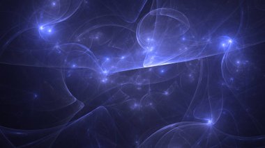 Soyut mavi fraktal ışık arkaplanı 3 boyutlu oluşturuluyor