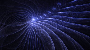 Soyut mavi fraktal ışık arkaplanı 3 boyutlu oluşturuluyor
