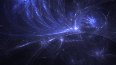 Soyut mavi fraktal ışık arkaplanı 3 boyutlu oluşturuluyor