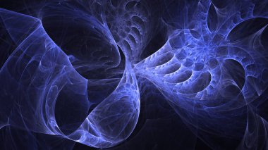 Soyut mavi fraktal ışık arkaplanı 3 boyutlu oluşturuluyor