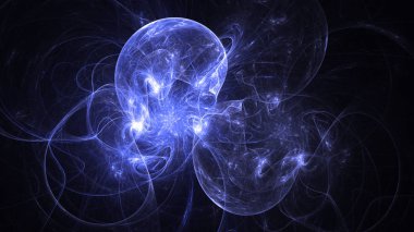 Soyut mavi fraktal ışık arkaplanı 3 boyutlu oluşturuluyor
