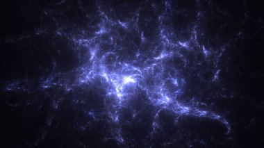Soyut mavi fraktal ışık arkaplanı 3 boyutlu oluşturuluyor