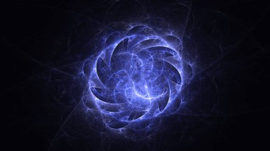 Soyut mavi fraktal ışık arkaplanı 3 boyutlu oluşturuluyor