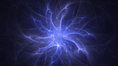 Soyut mavi fraktal ışık arkaplanı 3 boyutlu oluşturuluyor