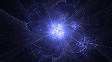 Soyut mavi fraktal ışık arkaplanı 3 boyutlu oluşturuluyor