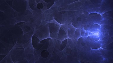 Soyut mavi fraktal ışık arkaplanı 3 boyutlu oluşturuluyor