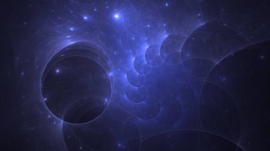 Soyut mavi fraktal ışık arkaplanı 3 boyutlu oluşturuluyor