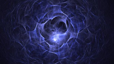 Soyut mavi fraktal ışık arkaplanı 3 boyutlu oluşturuluyor